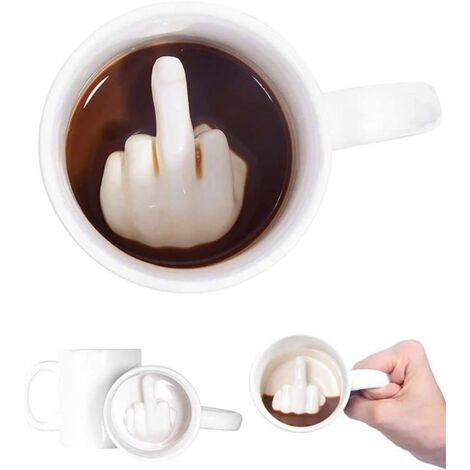 Tasse en céramique avec pouce levé, tasse à café amusante en 3D avec doigt d'honneur à l'intérieur,cadeau de farce fantaisie,11 oz (1/5)
