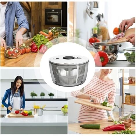 Essoreuse à Salade Professionnelle 3/5L Grande Capacité - Essoreuse Légumes Transparente Avec Couvercle
