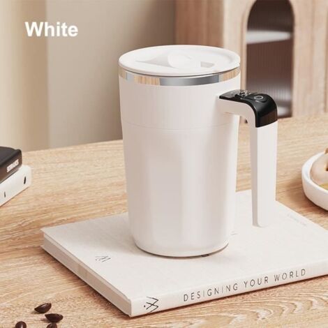 Tasse à café à agitation magnétique automatique - blanc - 400ML - Rechargeable - avec thermomètre LCD - tasse à mélange automatique (1/4)