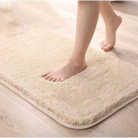(jaune)(Beige,40x60cm)Tapis de Bain Absorbant Antidérapant Extra Epais de Douche pour Salle de Bain Tapis de Sol Chenille Lavable en (1/5)