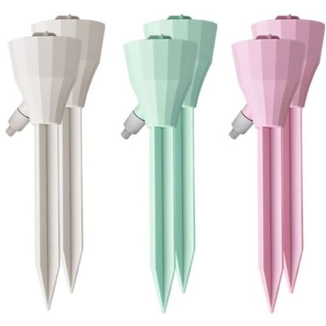 Lot de 6 pointes d'arrosage automatique pour plantes, valve à libération lente, volume d'eau réglable, goutte à goutte, plantes (1/3)