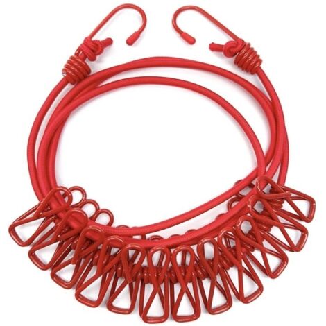 Ensemble de 1 corde à linge portable extensible avec cintre, adaptée à l'intérieur et à l'extérieur-rouge (1/4)