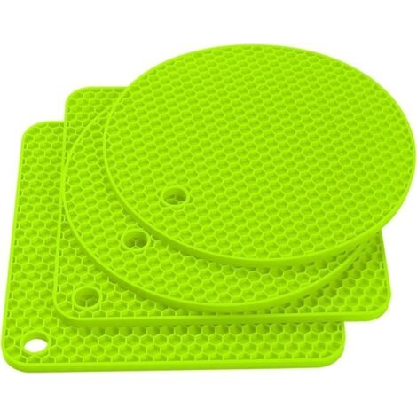 Dessous de plat en silicone, 4 pièces, tapis thermique antidérapant multi-usage résistant à la chaleur, pour ouvrir les bocaux (1/4)