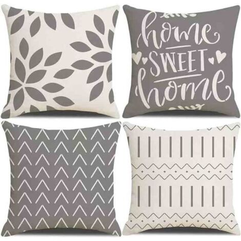 (Gris)Housses de coussin - FOLAYA - 45 x 45 cm - Lot de 4 - Gris - Tissu naturel