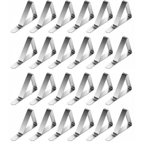 (triangles-blanc argenté)24 Pièces Pinces à Nappe Exterieur, Clips Nappe de Table Lnox, Ne Glisse Pas et Tombe Pas, Bien pour Les Jours de Vent (1/4)