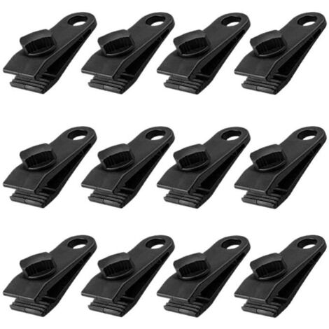 (Noir)Pince à pince pour bâche - JORMFTTE - Clip Tente - Noir - Léger - Dimensions 8,1x2,5 cm (1/4)