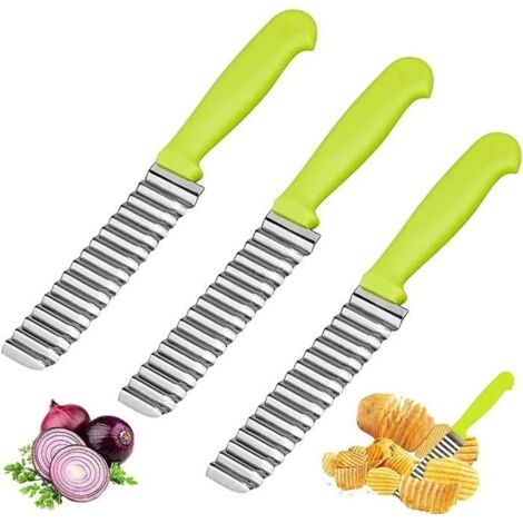 Coupe-légumes à fruits ondulés 3 pièces, coupe-pommes de terre en acier inoxydable, coupe-pommes de terre multifonctionnel avec hac (1/5)