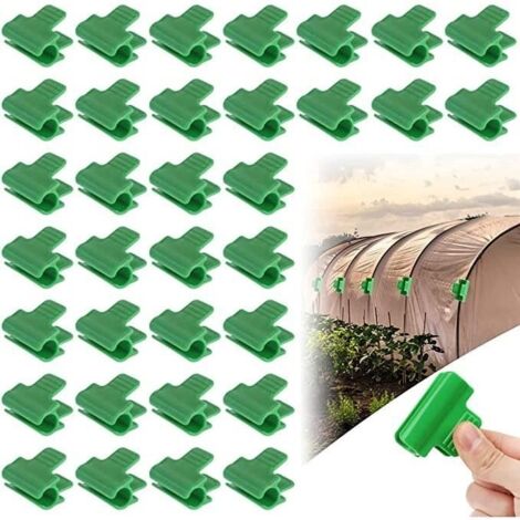 colliers de serrage pour tuyau de jardin, 35 Pièces Serre Film Pinces, Couverture Rangée Clip Cerceau Tunnel de Filet en Plastique (1/4)