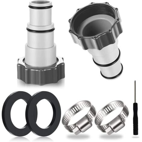 2PCS Adaptateur Tuyau Piscine, Adaptateur Piscine, Adaptateur pour Piscine Intex, Raccord pour Tuyau Piscine Ø 32 et 38 mm (1/4)