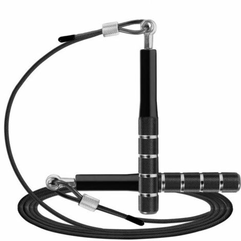 Corde à sauter, corde à sauter rapide pour l'entraînement physique, corde à sauter réglable pour adultes pour hommes, femmes,noir (1/5)