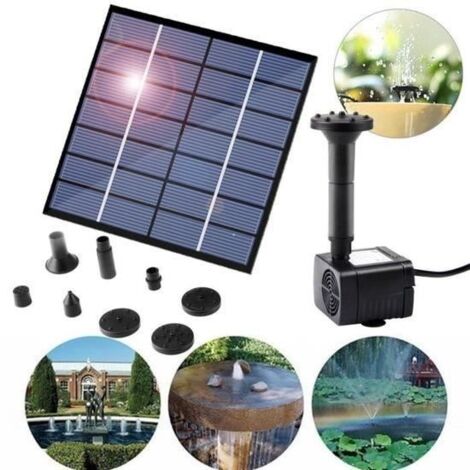 Fontaine Solaire Extérieur Flottante 1.4W, Pompe Bassin Solaire avec Batterie et 5 Buses, pour Bain d'oiseaux Aquarium THJR009717 (1/4)