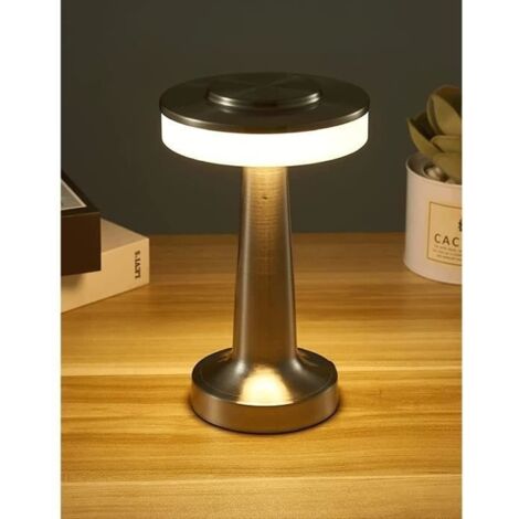 Portative Lampe de Bureau Chevet, Lampe LED sans Fil Rechargeable, 3 Couleurs Lampe de Chevet Tactile a Piles, pour Table Bass[980] (1/4)