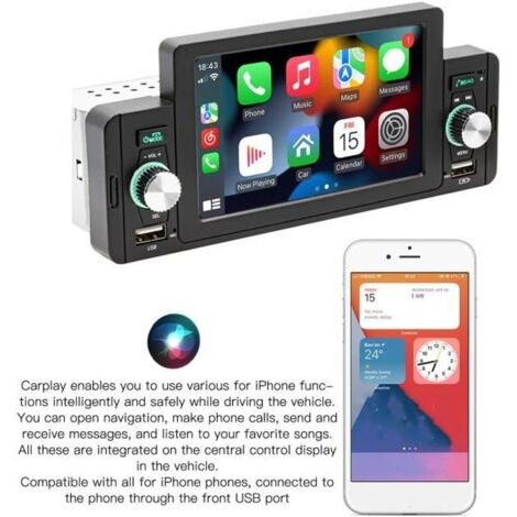 Autoradio Bluetooth Android Écran Tactile 5 Pouces Radio Stéréo de Voiture Lecteur MP5 Support Mirror Link, Carplay (1/4)