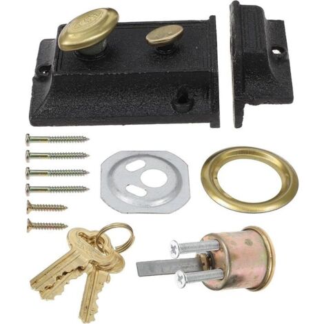 1 Jeu Serrure De Porte En Bois Vintage Serrure À Cylindre Serrures De Porte Avec Pêne Dormant Vieilles Clés Chaîne De Porte Gril (1/5)
