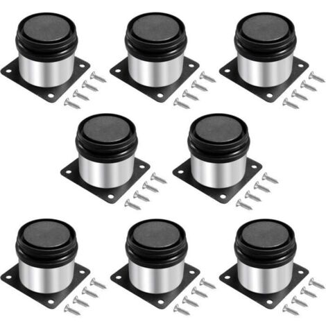 8 Pièces Pied de Meuble Réglables 5 cm, Ronds Métal Acier Inoxydable,Hauteur Réglable 0-15 mm,pour Pied Canapé,Pieds Meuble,Avec (1/5)