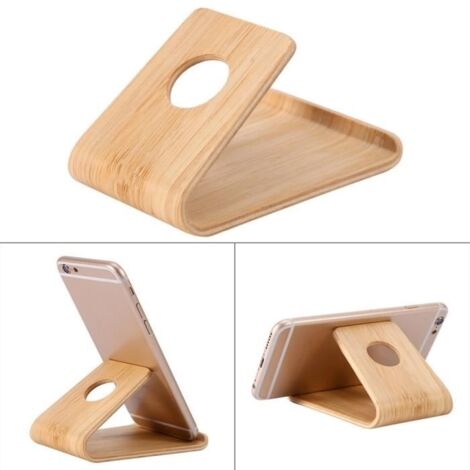 ZJCHAO Support de téléphone portable en bambou Support universel de support de téléphone portable en bambou en bois pour iPhone (1/2)