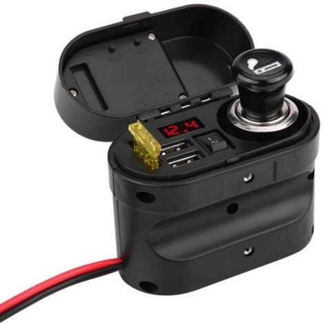 VINGVO chargeur double USB de moto Adaptateur de chargeur GPS de téléphone USB double moto étanche avec prise allume-cigare et (1/4)