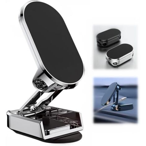 (Argent)Support Magnétique Téléphone Voiture - Universel - Pliable 360 degrés - Argent - Noir (1/4)