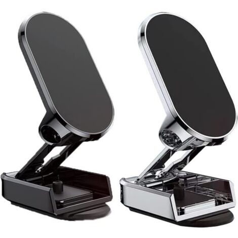 (Black+Silver)Support Magnétique Téléphone Voiture - Pliable - Alliage - Noir - Portable - Aimants Puissants (1/4)
