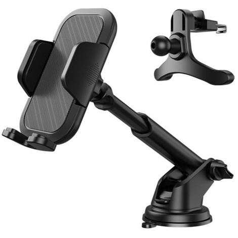 Support de téléphone de voiture, support de téléphone de voiture universel avec clip et ventouse, rotation à 360 degrés, opération à une (1/5)