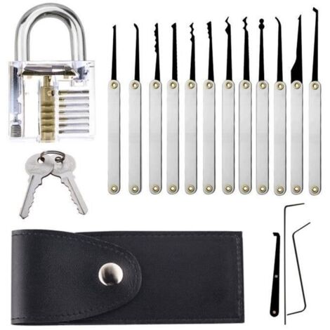 Jeu De Serrures Professionnel De 15 Pièces, Ensemble D’outils D’extraction De Clés Avec Cadenas D’entraînement Transparent LBQ57 (1/4)