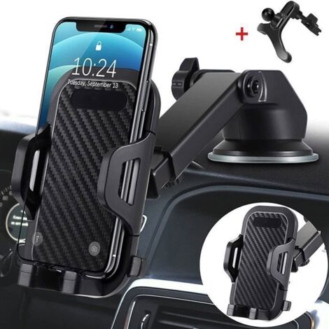 (noir)5 PCS Support Telephone Voiture,3 en 1 Universel Porte Telephone Voiture Tableau de Bord Rotation 360 degréspour Smartphones iPhone