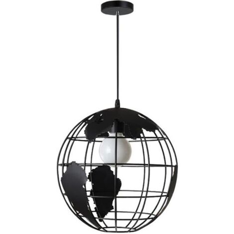 Pendentif Vintage rétro lumière Globe Shade suspendu plafonnier lustre suspension (noir) (1/4)
