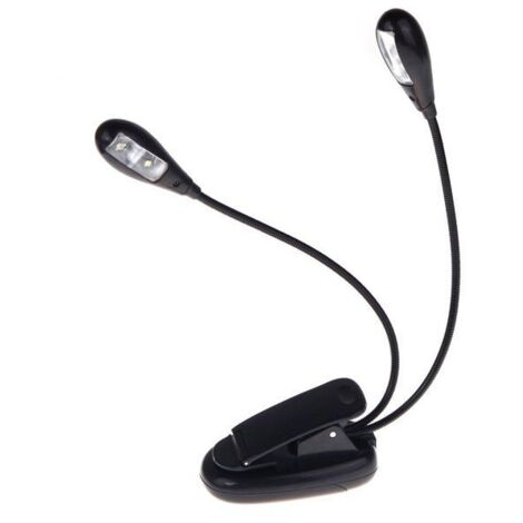 Lampe de pupitre de musique à pince 2 bras doubles 4 LED flexible (1/5)