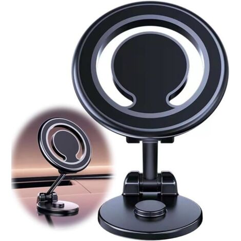 (noir)Porte Téléphone Voiture Magnétique Pliant Support Téléphone Voiture Portable Pour La Voiture Rotation 360 degrésTableau De Bord Fi[C772] (1/4)