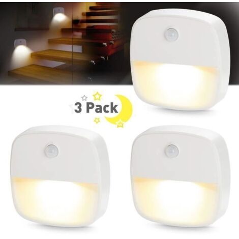 Veilleuse Murale LED Détecteur de Mouvement - Pack de 3 - Blanc - Style Scandinave Moderne (1/4)