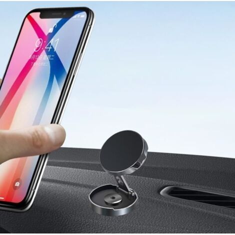 Support de téléphone portable pour voiture, rond pliable à 720 °, Support magnétique puissant,pour universels dans la voiture, noir (1/4)