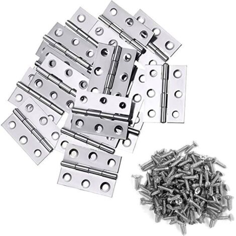 NetBoat Lot de 10 charnières pliables de 5,1 cm avec 60 vis en acier inoxydable Argenté (1/5)