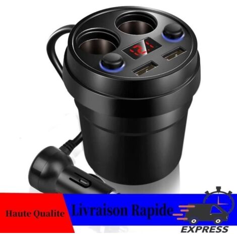 HURRISE Chargeur allume-cigare multifonction à double port USB pour voiture - Double prise cigare, technologie de charge rapide (1/4)