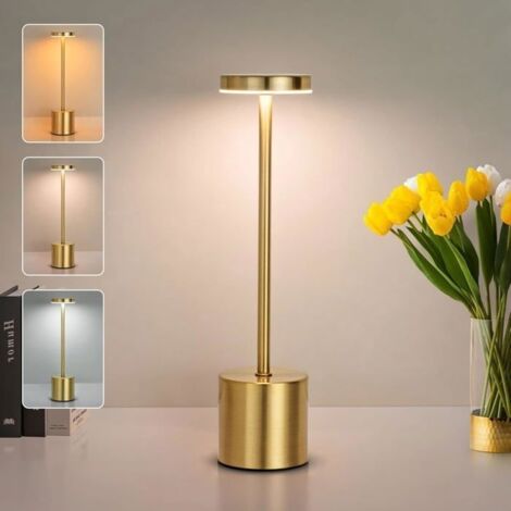 Lampe de Table Rechargeable USB,Bureau LED Tactile,3 Températures de Couleur pour Chevet,Camping,Interieur,Exterieur,Terrasse... (1/5)