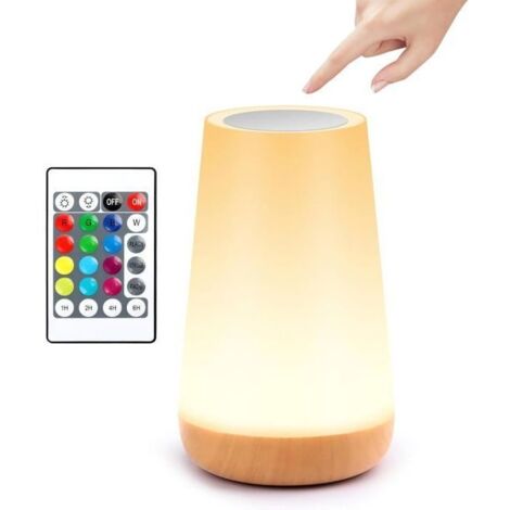 (13 couleurs)Veilleuse LED,Lampe de Chevet,Lampe Nuit 13 Colorée Toucher,Télécommande,Rechargeable avec Luminosité Réglable,pour chambre (1/5)