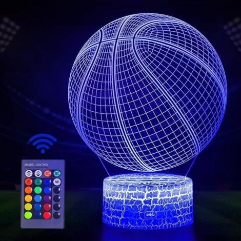 Veilleuse pour enfants, lampe à illusion 3D, lumière LED télécommande 16 couleurs changeantes à intensité variable,décorations (1/4)
