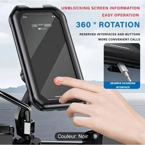 Support Téléphone Vélo étanche MINSHUXI – Rotation 360°, Pare-soleil, Anti-pluie Et Rangement Intégré !
