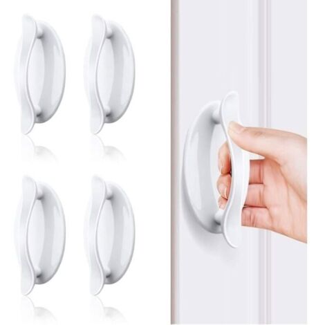 Poignee Porte Entree, Poignée Porte Coulissante, Poignée De Porte Collante Blanche 4 Pcs, Poignée En Plastique Section Pour Port (1/5)