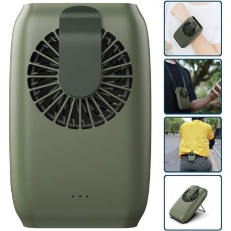 Ventilateur USB Portable à Suspendre Au Cou Topiky – 3 Vitesses, 4-12h D'Autonomie – Idéal Été, Bureau, Voyage (Noir Rouge)