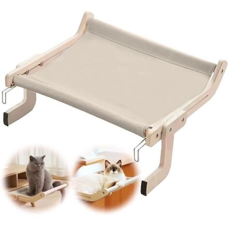Rebord de fenêtre pour chat Modèle - Support jusqu'à 18 kg - Dimensions 44,5 x 36 x 16 cm - Beige (1/4)