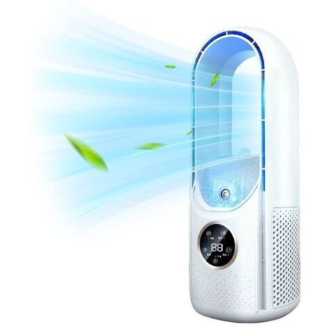 (Blanc)Ventilateur sans pales, 6 vitesses, minuterie de mise en veille, refroidissement grand angle, silencieux à ions négatifs, Blanc