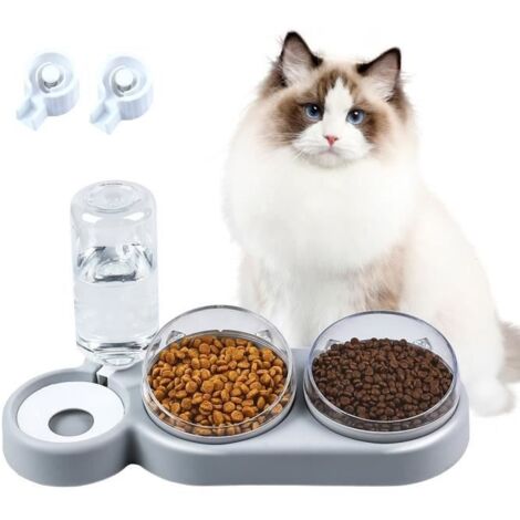 Gamelle pour chat 3 en 1 gamelle automatique pour animaux de compagnie pour chats et chiens (gris) (1/4)