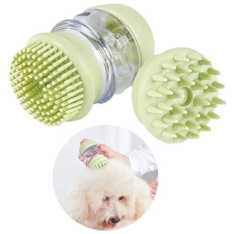 Brosse de bain pour chien, brosse de massage en silicone pour animaux de compagnie, brosse à double peigne pour laver (1/5)