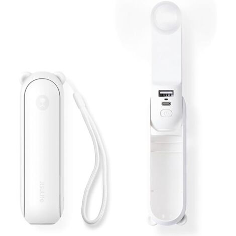 (White)Mini ventilateur portable haut de gamme Life8 (F8) 2000 mAh, rechargeable par USB, fonction lampe de poche JISULIFE Blanc (1/5)