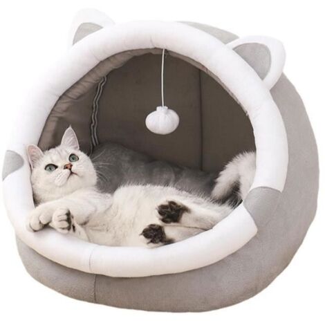 (Gris)Panier Chat avec Amovible Maison de Chat Tente pour Chat - Gris - Taille L