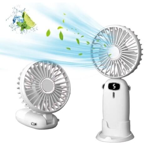 (Blanc)Mini Ventilateur - PRUMYA - Pliable - 5 Vitesses - Rechargeable USB - Ultra Silencieux (1/4)
