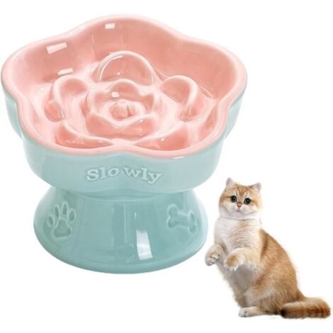 Gamelle en Céramique pour Chats, Gamelle Anti Glouton Chat, Bol pour Chat Anti-Vomissements, Réduit Le Vomissements Et Ballonnement (1/4)
