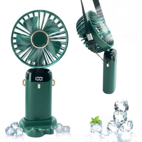 (Vert foncé-3000mAh)Ventilateur portatif, ventilateur portable, 3 000 mAh (7 à 12 heures de travail), ventilateur portatif rechargeable, direction régl (1/5)