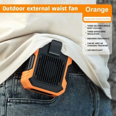 (Orange)Ventilateur portable Modèle à clip - 4000mAh - USB - Orange (1/4)