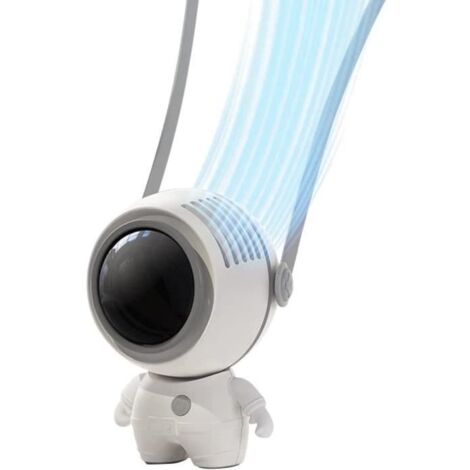 Mini ventilateur tour de cou portable sans pales en forme d'astronaute - USB - Pour l'extérieur, les voyages, le camping, le (X414) (1/4)